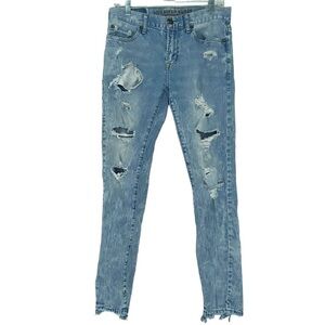 AEO distressed skinny flex light blue jeans with holes men's size 30W x 32L